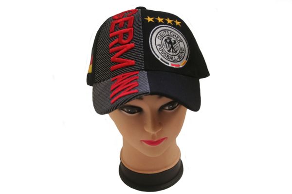 GERMANY BLACK , 4 STARS ,COUNTRY FLAG , DEUTSCHER FUSSBALL - BUND LOGO FIFA SOCCER WORLD CUP EMBOSSED HAT CAP .. NEW