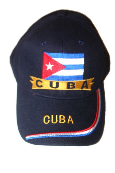 CUBA BLUE COUNTRY FLAG EMBOSSED HAT CAP .. NEW