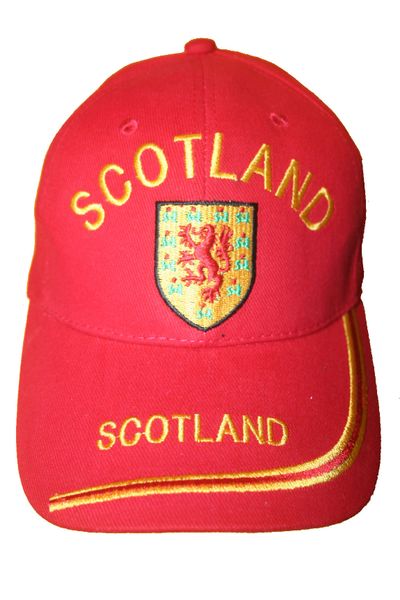 SCOTLAND RED COUNTRY FLAG WITH LION EMBOSSED HAT CAP .. NEW