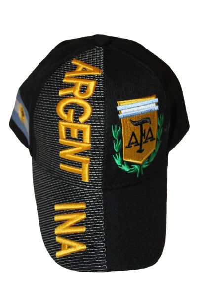 ARGENTINA BLACK COUNTRY FLAG AFA LOGO FIFA SOCCER WORLD CUP EMBOSSED HAT CAP .. NEW