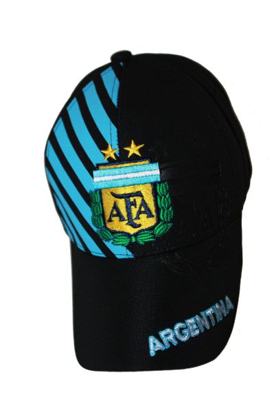 ARGENTINA BLACK WITH BLUE STRIPES AFA LOGO FIFA SOCCER WORLD CUP EMBOSSED HAT CAP .. NEW