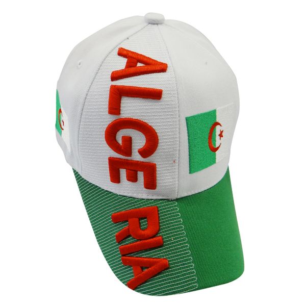 ALGERIA WHITE GREEN COUNTRY FLAG , EMBOSSED HAT CAP .. NEW