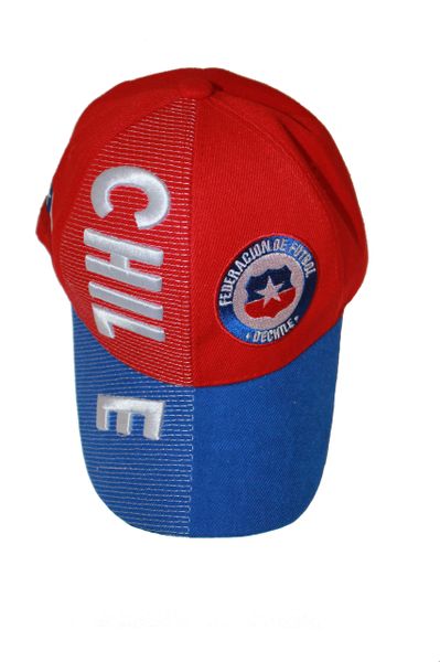CHILE RED BLUE FIFA SOCCER WORLD CUP EMBOSSED HAT CAP .. NEW