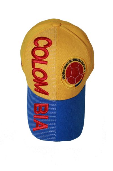 COLOMBIA YELLOW BLUE FIFA SOCCER WORLD CUP EMBOSSED HAT CAP .. NEW
