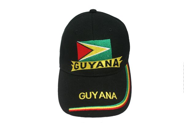 GUYANA BLACK COUNTRY FLAG EMBOSSED HAT CAP .. NEW