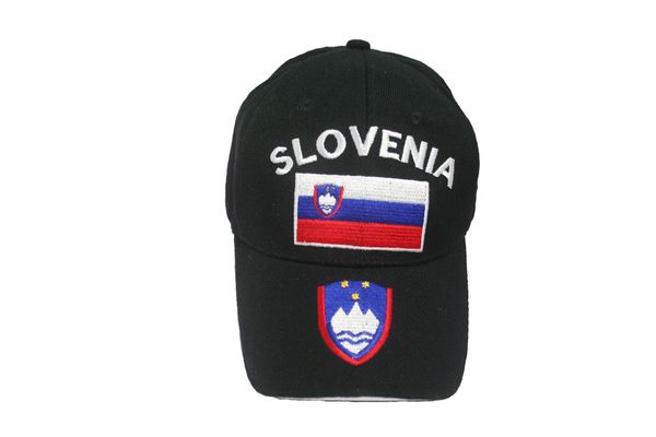 SLOVENIA BLACK COUNTRY FLAG EMBOSSED HAT CAP .. NEW