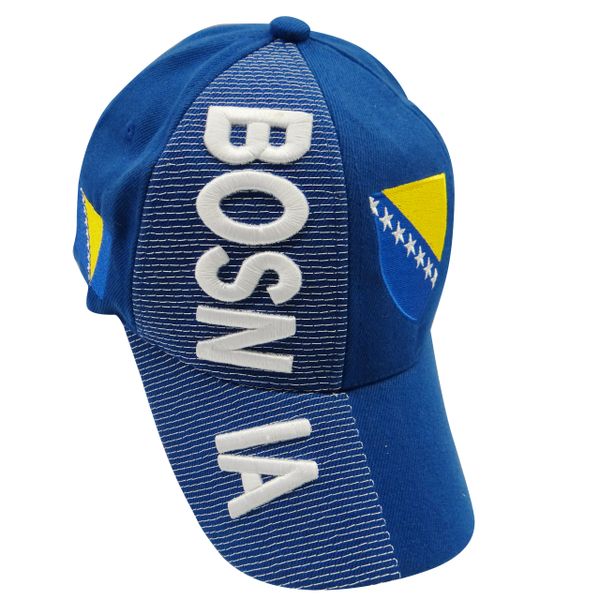 BOSNIA BLUE COUNTRY FLAG EMBOSSED HAT CAP .. NEW