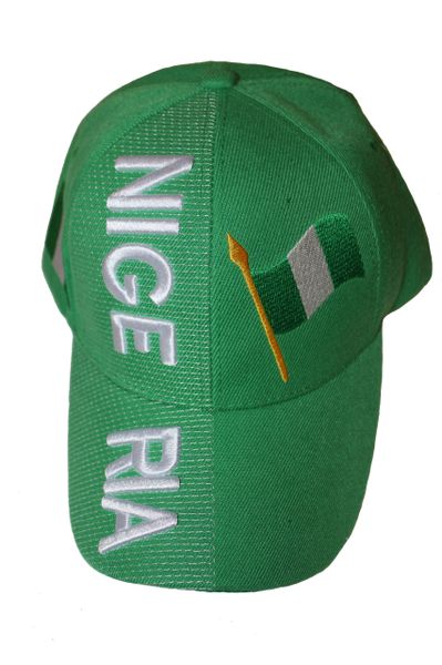 NIGERIA GREEN COUNTRY FLAG EMBOSSED HAT CAP .. NEW
