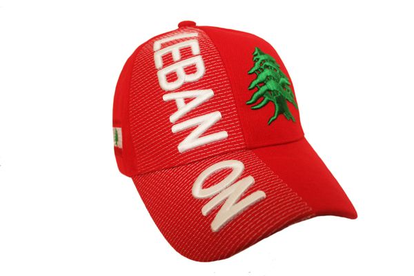 LEBANON RED COUNTRY FLAG EMBOSSED HAT CAP .. NEW