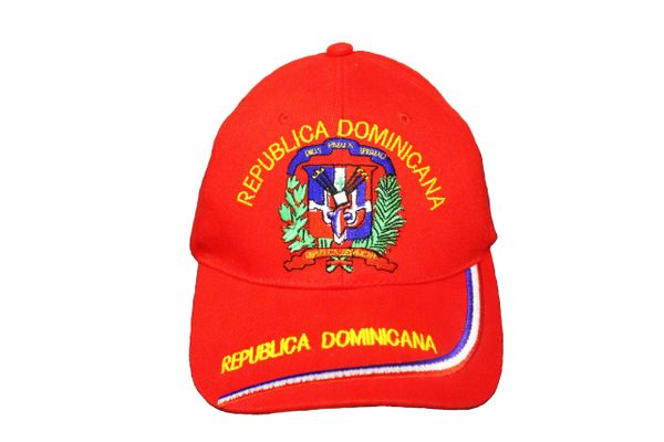 REPUBLICA DOMINICANA COUNTRY FLAG EMBROIDERED RED HAT HAT CAP .. NEW