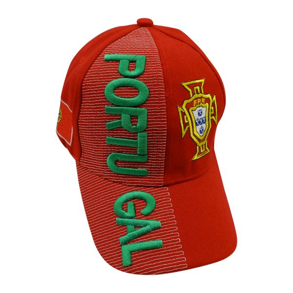 PORTUGAL RED COUNTRY FLAG FPF LOGO SOCCER WORLD CUP EMBOSSED HAT CAP .. NEW
