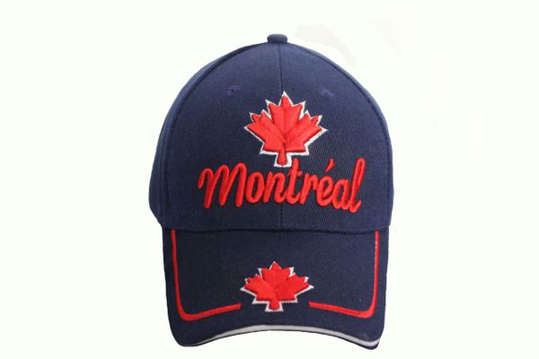 MONTREAL TITLE & MAPLE LEAF BLUE EMBROIDERED HAT CAP