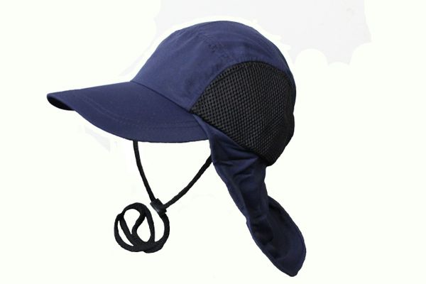 NAVY FISHING HAT CAP With Drawing Neck Cord & Sun Protection
