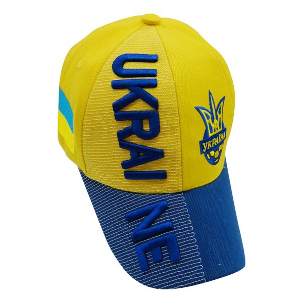 UKRAINE YELLOW BLUE COUNTRY FLAG WITH TRIDENT EMBOSSED HAT CAP .. NEW