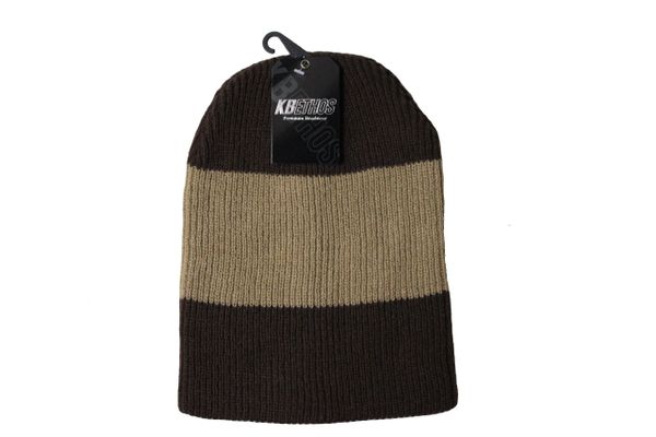 BROWN With CORAL Stripe Slouchie TOQUE HAT .. KBETHOS .. Style : KBW - 11