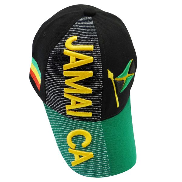 JAMAICA BLACK GREEN COUNTRY FLAG EMBOSSED HAT CAP .. NEW