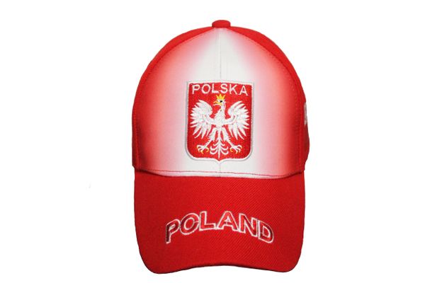 POLAND POLSKA Red White Country Flag With EAGLE EMBROIDERED HAT CAP
