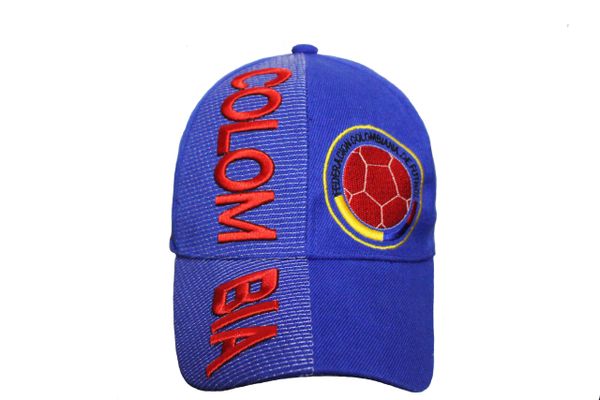 COLOMBIA Blue FEDERACION COLOMBIANA DE FUTBOL Logo FIFA WORLD CUP EMBOSSED HAT CAP