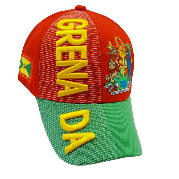 GRENADA RED GREEN COUNTRY FLAG WITH PICTURE EMBOSSED HAT CAP .. NEW