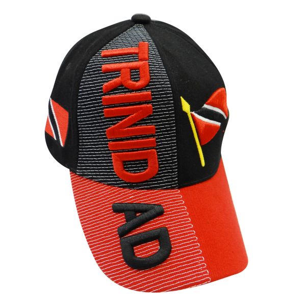 TRINIDAD BLACK RED COUNTRY FLAG EMBOSSED HAT CAP .. NEW