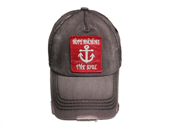 HOPE ANCHORS THE SOUL DarkGrey Stone - Washed Worn Look VINTAGE HAT CAP