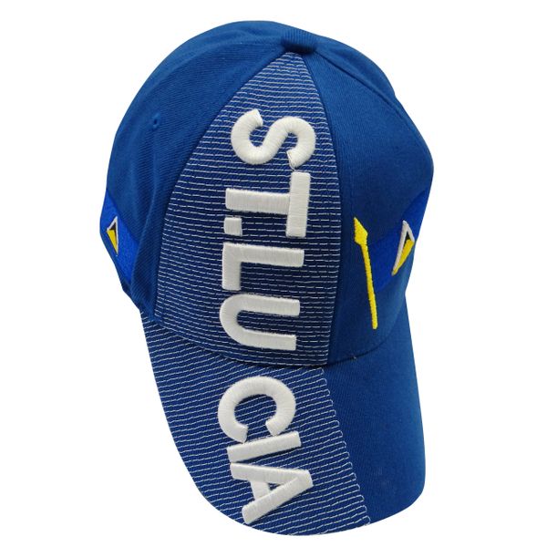 ST. LUCIA BLUE COUNTRY FLAG EMBOSSED HAT CAP .. NEW