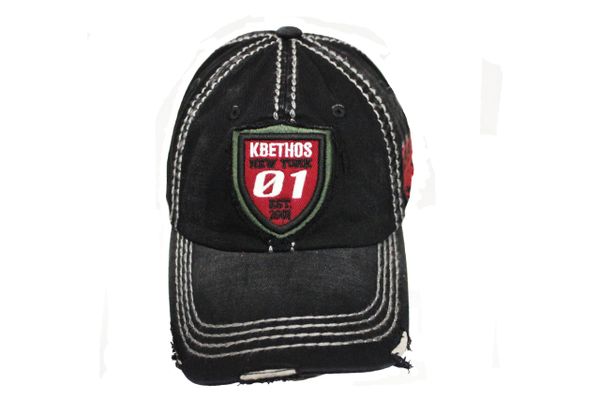KBETHOS NEW YORK 01 Est. 2001 Stone - Washed Worn Look VINTAGE HAT CAP.. KBETHOS..Color : Black , Red