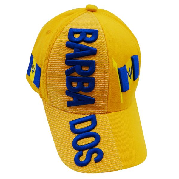 BARBADOS Yellow Country Flag EMBOSSED HAT CAP New