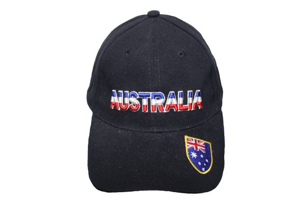 AUSTRALIA BLACK HAT CAP WITH PRINT AND FLAG ... NEW