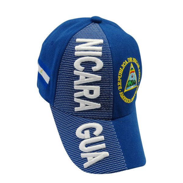 NICARAGUA BLUE COUNTRY FLAG , EMBOSSED HAT CAP .. NEW