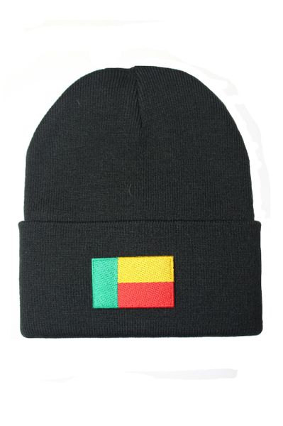 BENIN Country Flag BRIM Knitted HAT CAP choose your color BLACK, WHITE, RED, PINK, BLUE... NEW