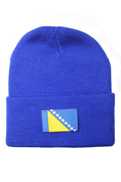 BOSNIA Country Flag BRIM Knitted HAT CAP choose your color BLACK, WHITE, RED, PINK, BLUE... NEW