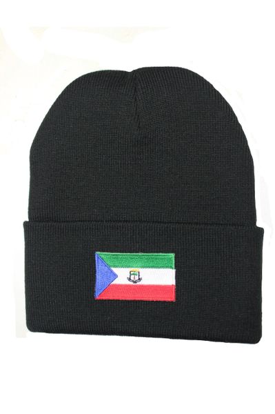EQUATORIAL GUINEA Country Flag BRIM Knitted HAT CAP choose your color BLACK, WHITE, RED, PINK, BLUE... NEW