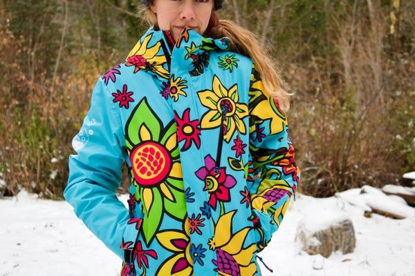 SPRING FLOWERS Ladies technical turquoise full zip hooded jacket