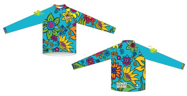 Spring Flowers Long sleeve high neck jersey (12" front zipper) RESTOCKED