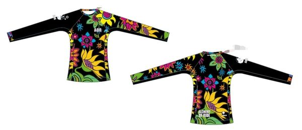 Ladies Black Spring flowers rash guard SPF50