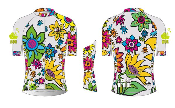 WHITE Spring Flowers full zip LADIES bike jersey