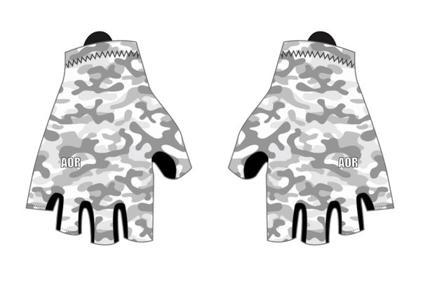Grey and White camo padded cycling gloves