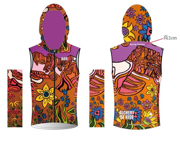 Spring Flowers thermal vest with scuba neck and hood