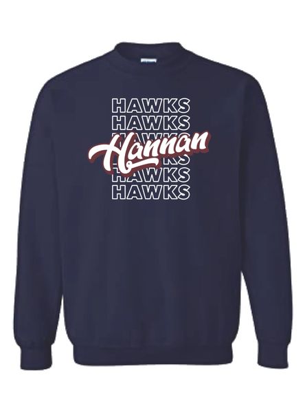 Hannan Cheer Youth Navy Crew Sweatshirt