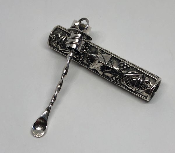 Sterling Silver Geometric Stash Vial with Spoon