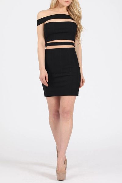 Missi Womens Black Mini Dress, Cut Out Detail