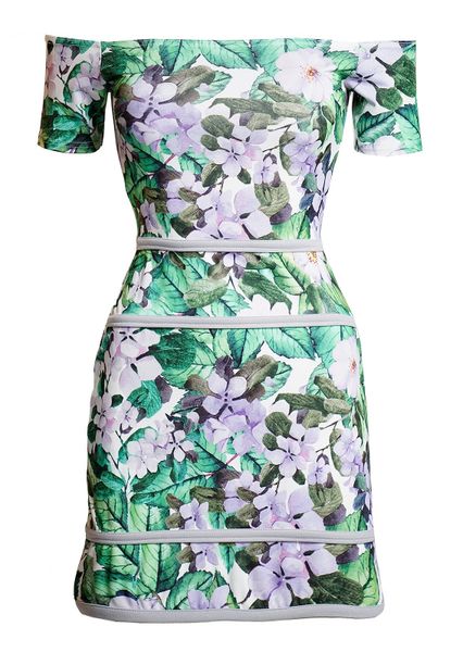 Womens Floral Off-the Shoulder Mini Dress