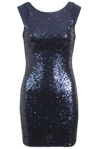 Missi Womens Sequin Navy Mini Dress, BlinQ Sequin Dress