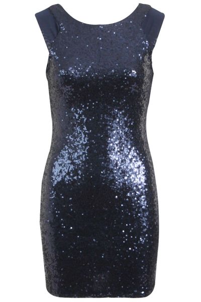 Missi Womens Sequin Navy Mini Dress, BlinQ Sequin Dress