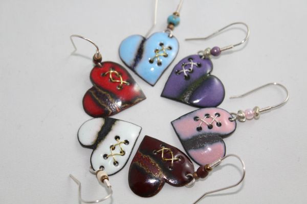 Copper enamel online earrings