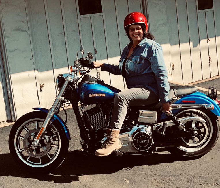 Me and Blue Betty!  2017 Dyna Low Rider, Harley Davidson- and during my I first 1st try!