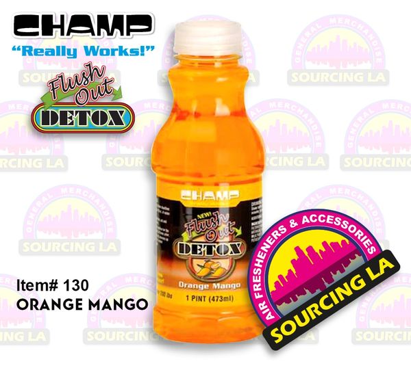 BOTTLE OF 2 CHAMP FLUSH OUT - DETOX DRINK 2 ORANGE MANGO