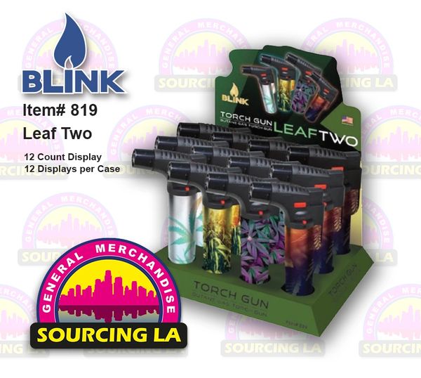 5" Blink Leaf Two Torch- Windproof Adjustable Jet Flame - 12 Count Box