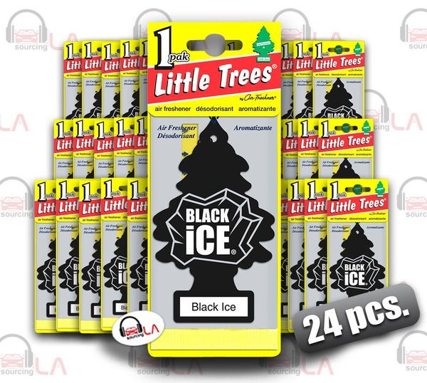 Little Trees Hanging Car and Home Freshener, Black Ice(Pack of 24)
